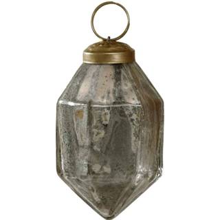 👉 Kerstbal diamant glas goud One Size Nathen vorm H10 x Ø10 cm. 8720014482051