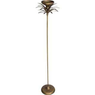 👉 Kandelaar goudkleurige metalen One Size goud Risella met palm blad maat in cm: 20 x 97 8720014342553