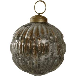 👉 Kerstbal glas goud One Size Nathen geribbeld H7 x Ø7 cm. Rustiek 8720014481900