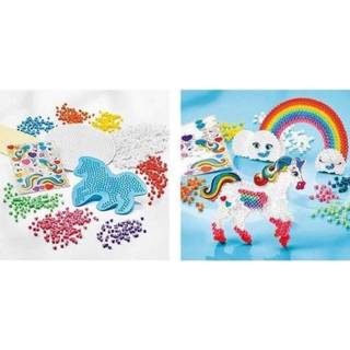 👉 Strijkkraal One Size meerkleurig Totum 3D Unicorn en Regenboog Maken met Strijkkralen 8714274021143
