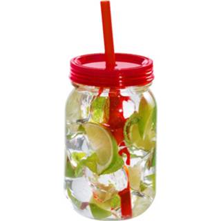👉 Smoothie beker Color-Rood One Size BooMug - met rietje 750ml 8681126400664