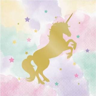 👉 Servet papier One Size Color-Meerkleurig Witbaard servetten Unicorn Sparkle 33 x cm 16 stuks 39938474997