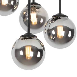 👉 Moderne plafondlamp zwart glas One Size 9-lichts met smoke - Athens 8718881115714