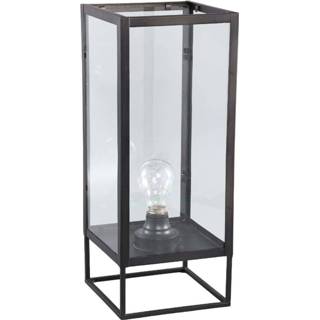👉 Lantaarn zwart metaal glas One Size Polino Vierkante 18,5 x 45,5 cm LED Metaal/Glas 8720014604439