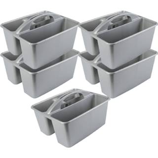 👉 Opbergbox grijze kunststof mannen Set van 5x stuks opbergbox/opbergdoos mand met handvat 6 liter