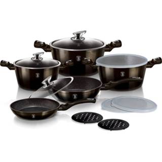 👉 Pannenset zwart aluminium One Size Color-Zwart Berlinger Haus Metallic Line 20 - 28 cm 13-delig 5999108426834