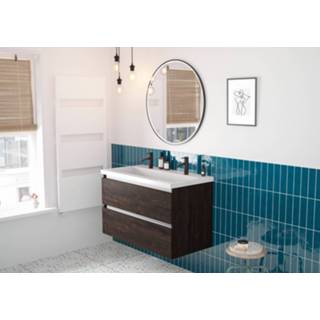 👉 Badmeubelset One Size bruin Saqu Gaia 100x52cm Kasteel greeploos met mineraalmarmeren wastafel 8714175980402