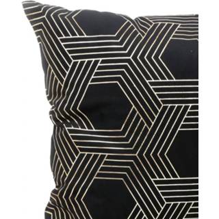 👉 Sierkussen zwart goud vulling polyester Velvet Geo - & 45 x cm (incl. vulling) 6090457472493