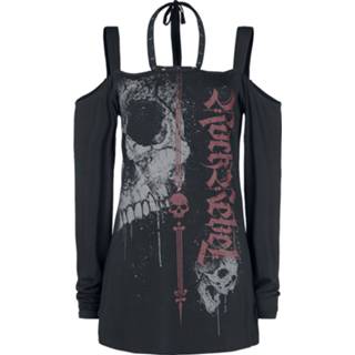 👉 Longsleeve zwart vrouwen s Rock Rebel by EMP - Cold Shoulder mit Totenkopf Print Shirt met lange mouwen 4064854393325