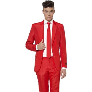 👉 Verkleedpak rood polyester l Color-Rood mannen Suitmeister Solid Red heren maat 8718719277799