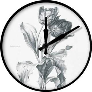 👉 Wandklok zwart-wit metaal AA batterij art clocks cloudnola Tulp 45 cm 8720211540202