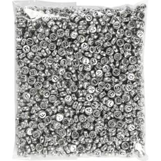 👉 Zilveren letter kunststof One Size Color-Zilver Creotime kralen 1500 stuks letters 5712854138079