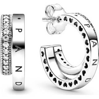 👉 Oorbel zilver One Size array Pandora 299056C01 Oorbellen Pave Double Hoop 5700302886757
