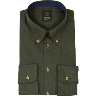 👉 Over hemd m active groen bruin Eagle & Brown katoenen overhemd buttondown 8719902067234