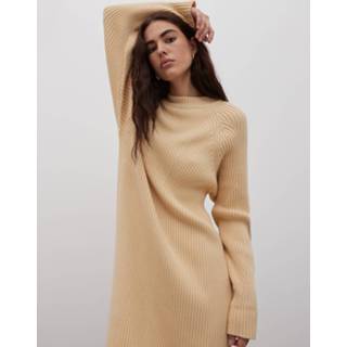 👉 Gebreide jurk XS vrouwen beige 'Adela' 4066363057828