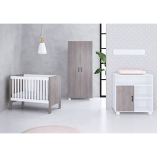 One Size Color-Grijs baby's Cabino Baby Bed Fresno Wit&Grijs 8720289202361