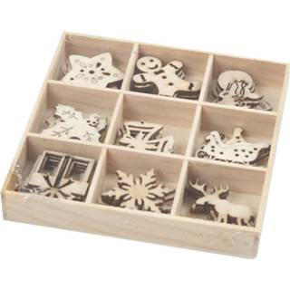 👉 Houten hout One Size Color-Crème Creotime kerstornamenten 2,8 cm blank set 45 stuks 5707167153451