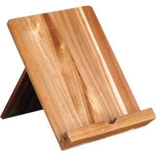 👉 Kookboekstandaard hout One Size bruin Kookboekstandaard/tablethouder acacia 23 x 18 19 cm - Kookboekenstandaard/kookboekenhouder Keukengadgets 8720276419178