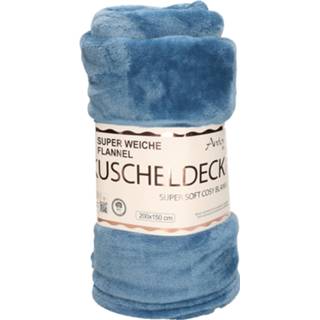 👉 Polyester deken flanellen One Size blauw kinderen Flanellen/fleece deken/plaid petrol 150 x 200 cm - Dekentjes voor en volwassenen 8720576906989