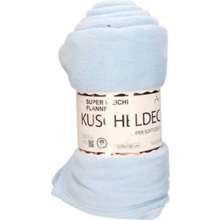 👉 Polyester deken flanellen One Size lichtblauw kinderen Flanellen/fleece deken/plaid licht blauw 150 x 200 cm - Dekentjes voor en volwassenen 8720576906934
