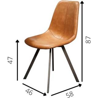 👉 Eetkamerstoel kunstleer One Size Color-Cognac Industriële Benjie cognac 8720239800357