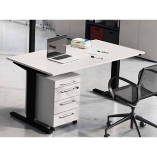 👉 Bureau grijs zwart mannen manueel verstelbaar in hoogte AGENTO 160 cm lichtgrijs/zwart 5400943225426