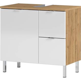 👉 Wastafelkast eiken wit spaanplaat metaal m Bruno 56 cm hoog in grandson met