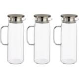 👉 Karaf transparant glas 3x stuks glazen sapkan met deksel van 1,2 liter