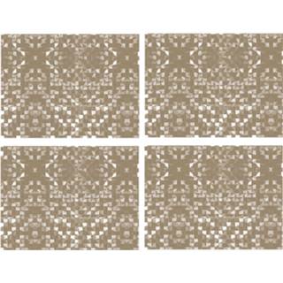 👉 Placemat beige vinyl 4x Stuks Retro Stijl Placemats Van 40 X 30 Cm - 8720576562536