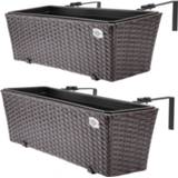 Plantenbak bruin active Casaria Polyrattan - Set van 2 6011609319312