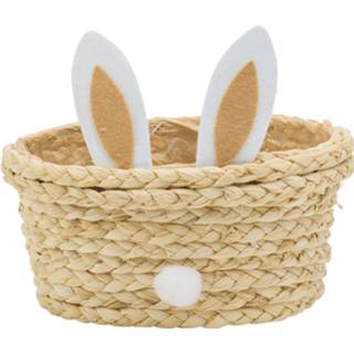 👉 Paasmandje beige kunststof rabbit ears 17 cm