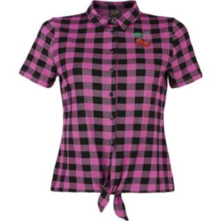 👉 Blous felroze s vrouwen zwart roze Pussy Deluxe - Checkered Short Blouse 4044583900551