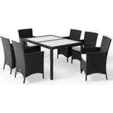 👉 Tuinset zwart active Casaria Polyrattan Milan 6+1 Set - 6011610469433