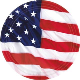 👉 Vlag One Size meerkleurig 8x stuks Amerika/USA thema feestbordjes 17,7 cm - Landen vlaggen feestartikelen 8718758336419