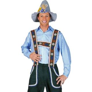 👉 Oktoberfest Tiroler overhemd blauw/wit voor heren - Geruiten overhemden Oktoberfest voor heren