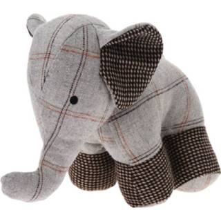 👉 Deurstopper grijs lichtgrijs stoffen polyester 28 cm olifant