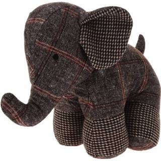 👉 Deurstopper bruin stoffen polyester 28 cm olifant