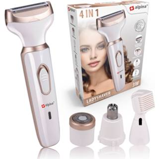 👉 Ladyshave vrouwen Alpina - Scheerapparaat 4-in-1 Lichaam En Gezicht Incl. Wenkbrauwtrimmer Oplaadbaar 8711252188331