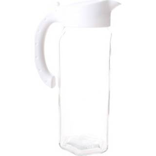 👉 Waterkan wit glas One Size Color-Wit Alpina met deksel 1,5 liter 2-delig 8719817646661