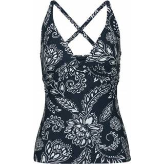 👉 Seafolly - Women's Folklore DD Wrap Front Singlet - Tankini maat 18, zwart/grijs