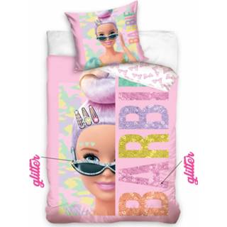 👉 Dekbedovertrek roze katoen One Size Color-Roze meisjes Barbie Glitter 140 x 200 cm 5902689469725