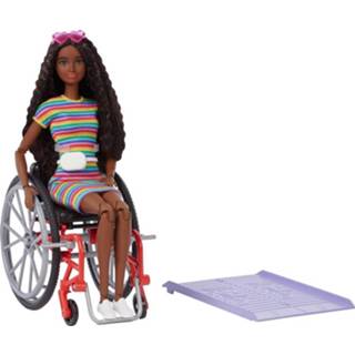 👉 Rolstoel bruin One Size meerkleurig Barbie Fashionistas 166 in met Gekruld Haar 887961900446