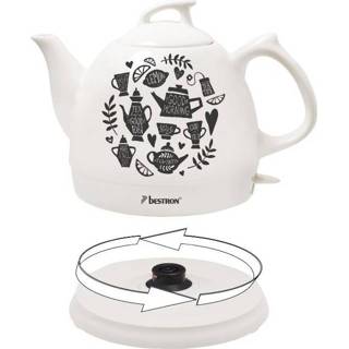 👉 Waterkoker wit keramiek One Size Color-Wit Bestron Tea Party 0,8L 1785W 8712184054756