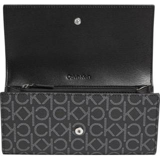 👉 Damesportemonnee zwart large One Size GeenKleur vrouwen Calvin Klein RFID - Mono mix trifold dames portemonnee black 8719854848769