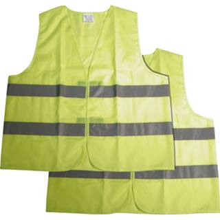 👉 Veiligheidshesje polyester XL Color-Geel Carpoint veiligheidshesjes duopack unisex fluorgeel maat 8711293086009