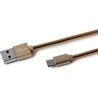 👉 Oplaadkabel nylon goud One Size Color-Goud Celly USB-C 100 cm 8021735727798