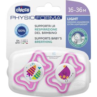 👉 Speen roze siliconen One Size Color-Wit meisjes Chicco fopspenen Physio Forma 2 stuks 8719817681310