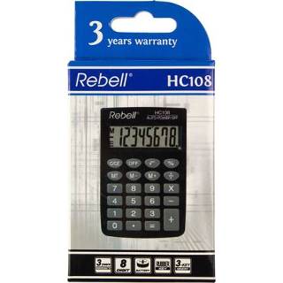 👉 Calculator zwart One Size Color-GeenKleur Rebell HC108 BX hand 8 digit 8595179505903