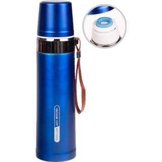 👉 Thermosfles blauw RVS One Size / isoleerkan met bandje 750 ml - thermosflessen isoleerflessen 8720576591796