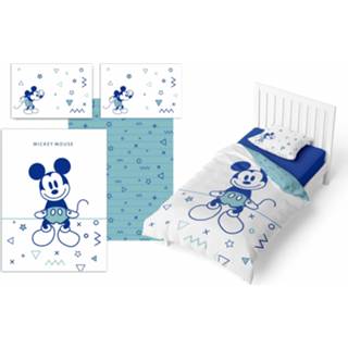 👉 Dekbedovertrek wit blauw katoen One Size Color-Wit Disney Mickey Mouse junior 100 x 140 cm wit/blauw 5407007987443